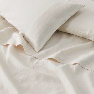 NWT 100% European Flax Linen Standard Pillowcase Set in Sand